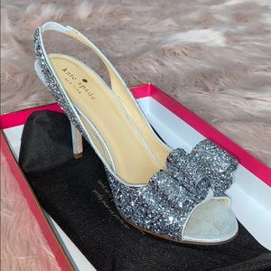 Kate Spade Charm Silver Glitter Heels